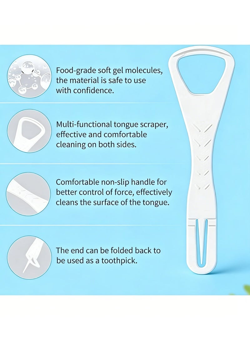 كاشط اللسان كاشط لسان للاستخدام لمرة واحدة مصمم بدرجة غذائية ذو وجهين منظف لغطاء اللسان مع مقبض غير قابل للانزلاق محمول ومعبأ بشكل فردي مناسب للعائلات السعودية - Image 5